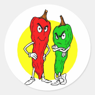 Pepper thugs red green w yellow ciricle classic round sticker