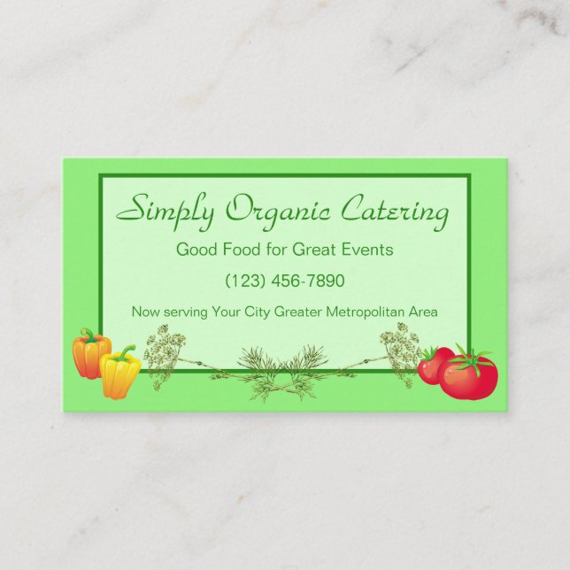 Pepper Tomato and Dill Chef Catering Gardner Business Card (Front)