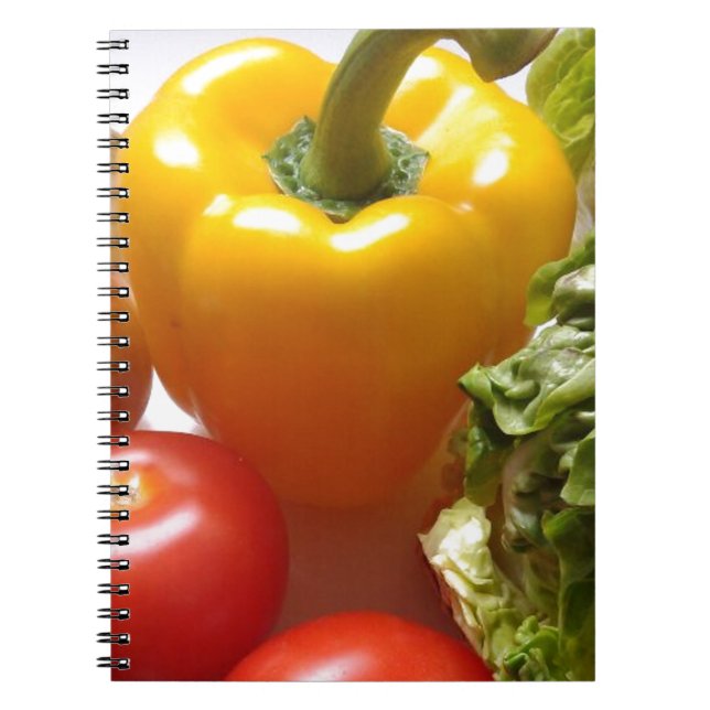 Pepper Tomatoes Vegetables Lettuce Healthy  Food Spiral Notebook (Front)