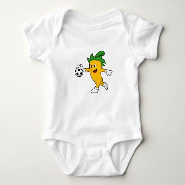 Pepper Vegan as Soccer player with Soccer.PNG Baby Bodysuit (Front)