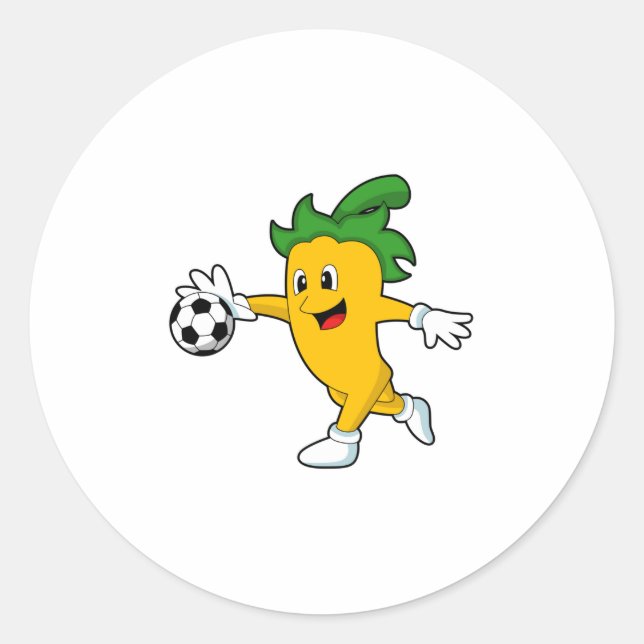 Pepper Vegan as Soccer player with Soccer.PNG Classic Round Sticker (Front)