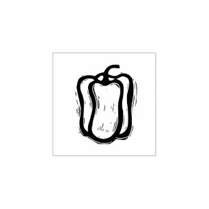 Pepper Vegetarian Menu Choice Rustic Linocut Rubber Stamp