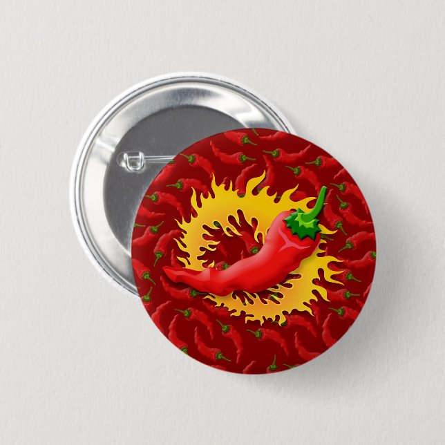 Pepper with flame 6 cm round badge (Front & Back)