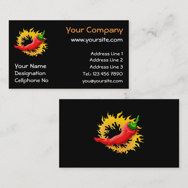 Pepper with flame business card (Front/Back)