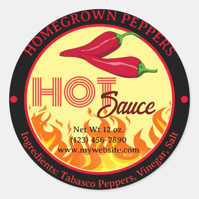 Pepper with Flame Label Sticker (Front)