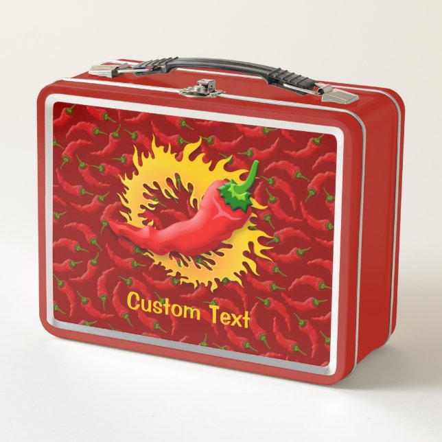 Pepper with Flame Metal Lunch Box (Front)