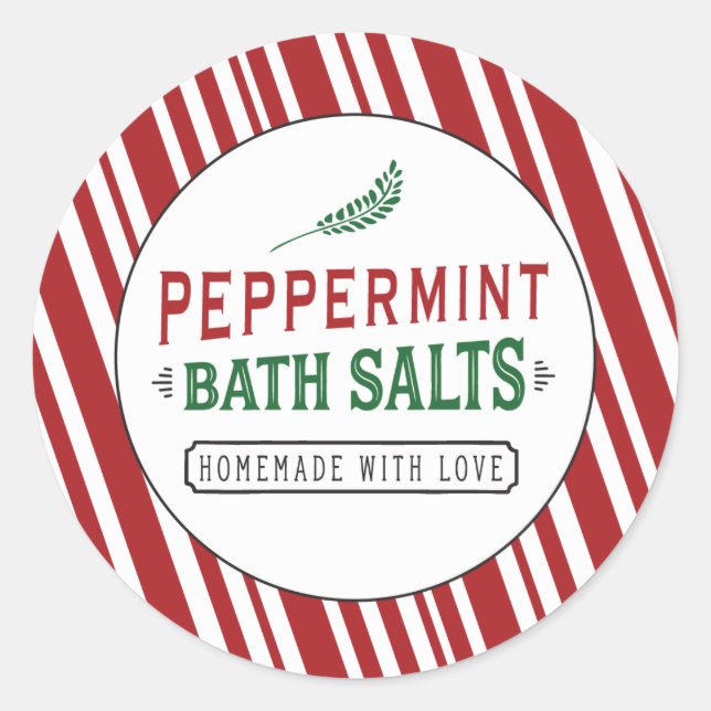 Peppermint Bath Salts Labels Custom Sticker Round (Front)