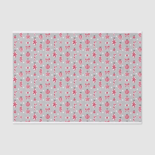 Peppermint Candy Baubles Tissue Paper (Front)