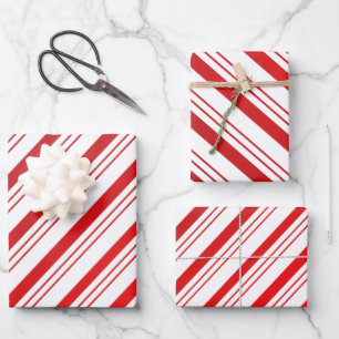 Peppermint Candy Cane Striped  Wrapping Paper Sheet