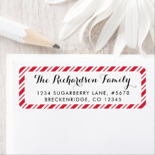 Peppermint Candy Cane Stripes Return Address Label