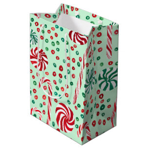 Peppermint Candy Canes Cosy Winter Holiday Medium Gift Bag