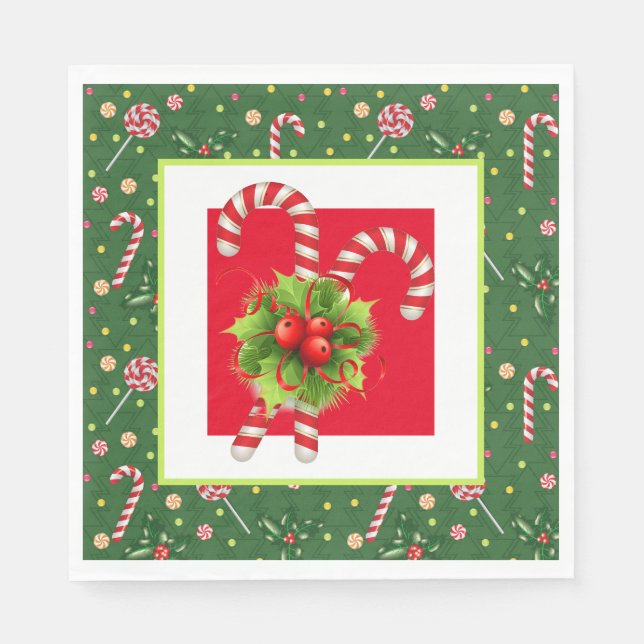 Peppermint Candy Canes  Napkin (Front)