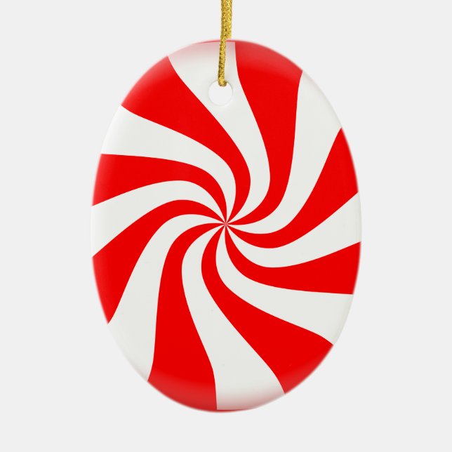 Peppermint Candy Ceramic Tree Decoration (Front)