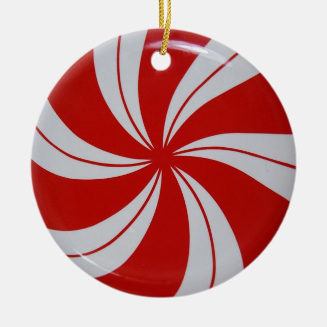 Peppermint Candy Ceramic Tree Decoration (Front)
