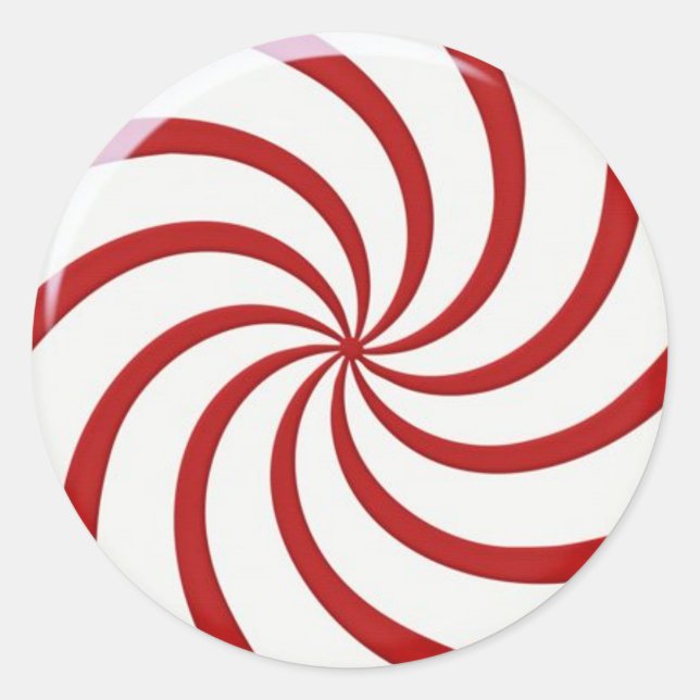 Peppermint Candy Christmas Classic Round Stick Sticker (Front)