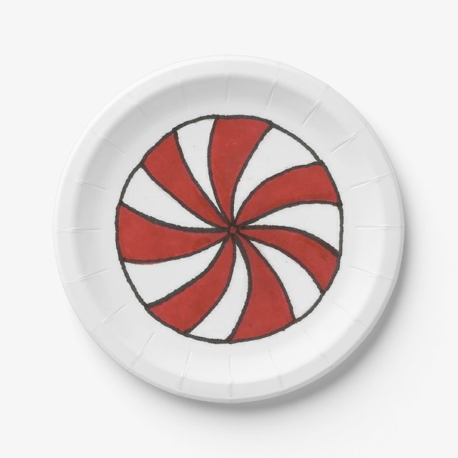 Peppermint Candy Christmas Holiday Mint Plates (Front)