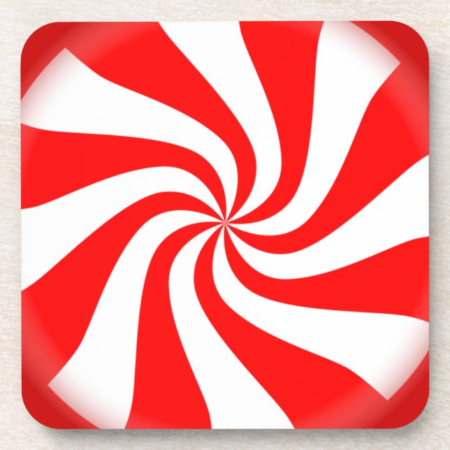 Peppermint Candy Christmas Set of 6 Cork Coasters (Front)