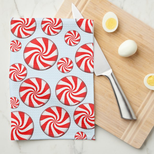 Peppermint Candy Christmas Tea Towel (Quarter Fold)