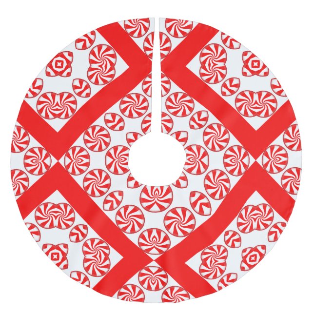 Peppermint Candy Christmas Tree kirt Brushed Polyester Tree Skirt (Front)