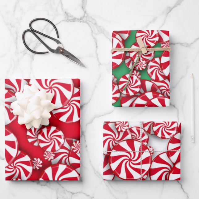 Peppermint Candy Christmas  Wrapping Paper Sheet (Front)
