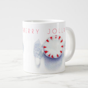 PEPPERMINT CANDY HAPPY MERRY JOLLY Big White Mug