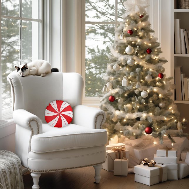 Peppermint Candy Holiday Round Cushion (Creator Uploaded)