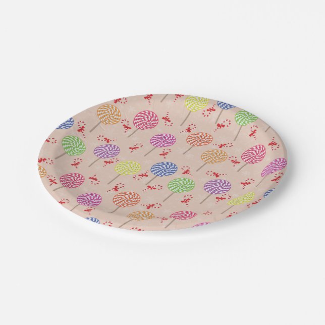 Peppermint Candy Mints Christmas,candy canes Paper Plate (Angled)
