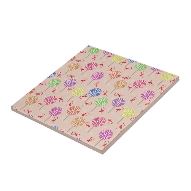 Peppermint Candy Mints Christmas,candy canes Tile (Side)
