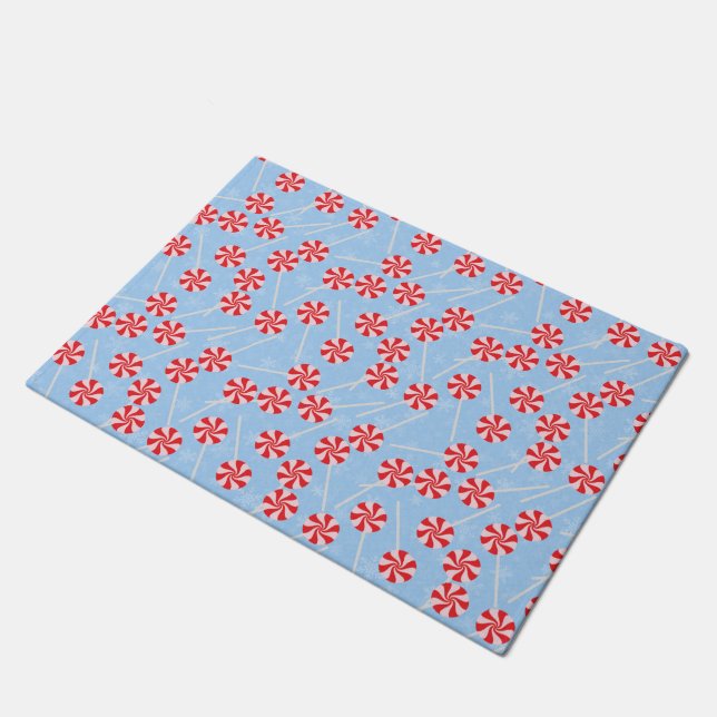 Peppermint Candy Mints Christmas Doormat (Angled)