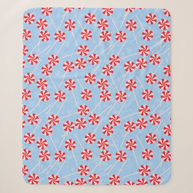 Peppermint Candy Mints Christmas Sherpa Blanket (Front)
