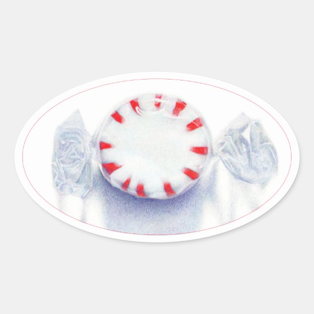 PEPPERMINT CANDY Oval Stickers  (Front)