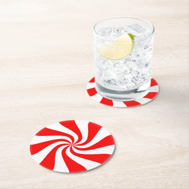 Peppermint Candy Paper Coaster Set (Insitu)