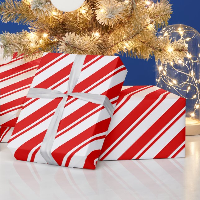 Peppermint Candy Red White Stripe Wrapping Paper (Holidays)