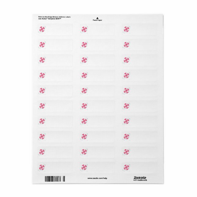 Peppermint Candy Return Address Labels (Full Sheet)