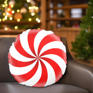 Peppermint Candy Round Pillow