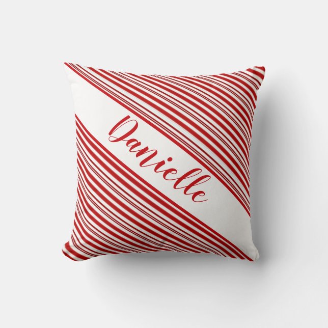 Peppermint candy stripe personalised   cushion (Front)