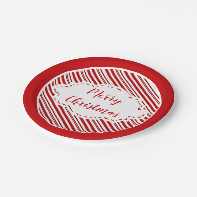 Peppermint candy stripe personalised   paper plate (Angled)