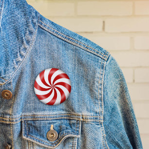 Peppermint Candy Swirl 6 Cm Round Badge