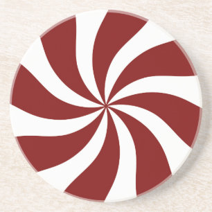 Peppermint Candy Swirl Red and White Coaster