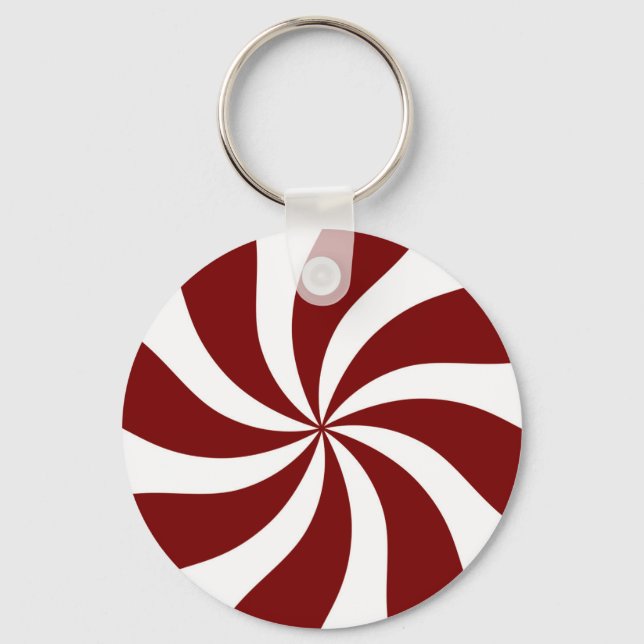 Peppermint Candy Swirl Red and White Key Ring (Front)