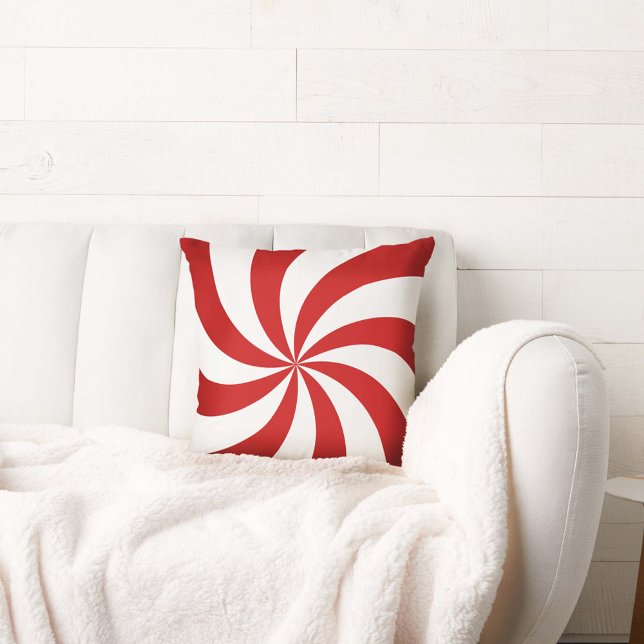 Peppermint Candy Throw Pillow (Peppermint candy Christmas holiday decor!)