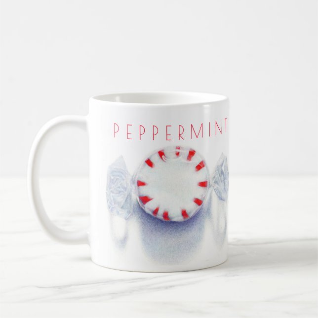 PEPPERMINT CANDY White Mug + Text (Left)