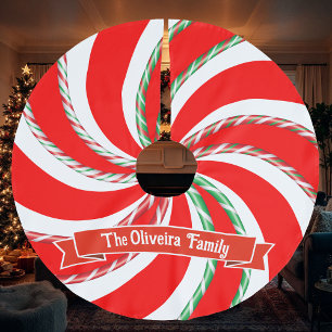 Peppermint Candy With Your Name Brushed Polyester Tree Skirt
