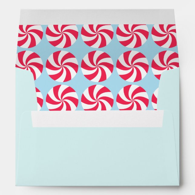 Peppermint Christmas Blue  Envelope (Back (Bottom))