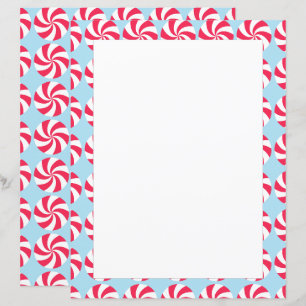 Peppermint Christmas Blue Stationery Paper