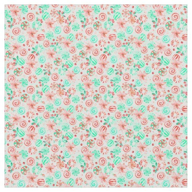 Peppermint Christmas  fabric (Close Up)