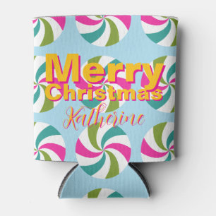 Peppermint Christmas Multicolors Can Cooler