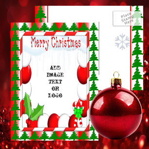 Peppermint Christmas Photo Ready Postcard