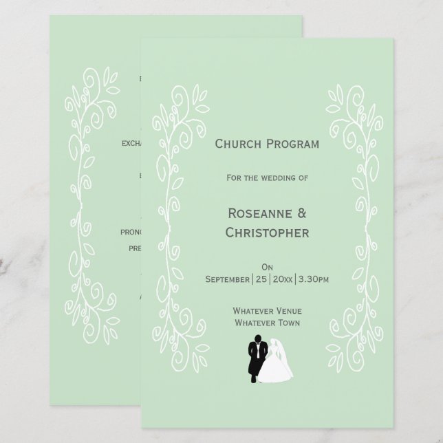 Peppermint Coloured Bride And Groom Design Wedding (Front/Back)