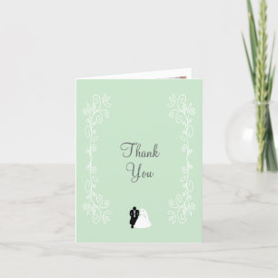 Peppermint Coloured Bride And Groom Design Wedding Thank You Card